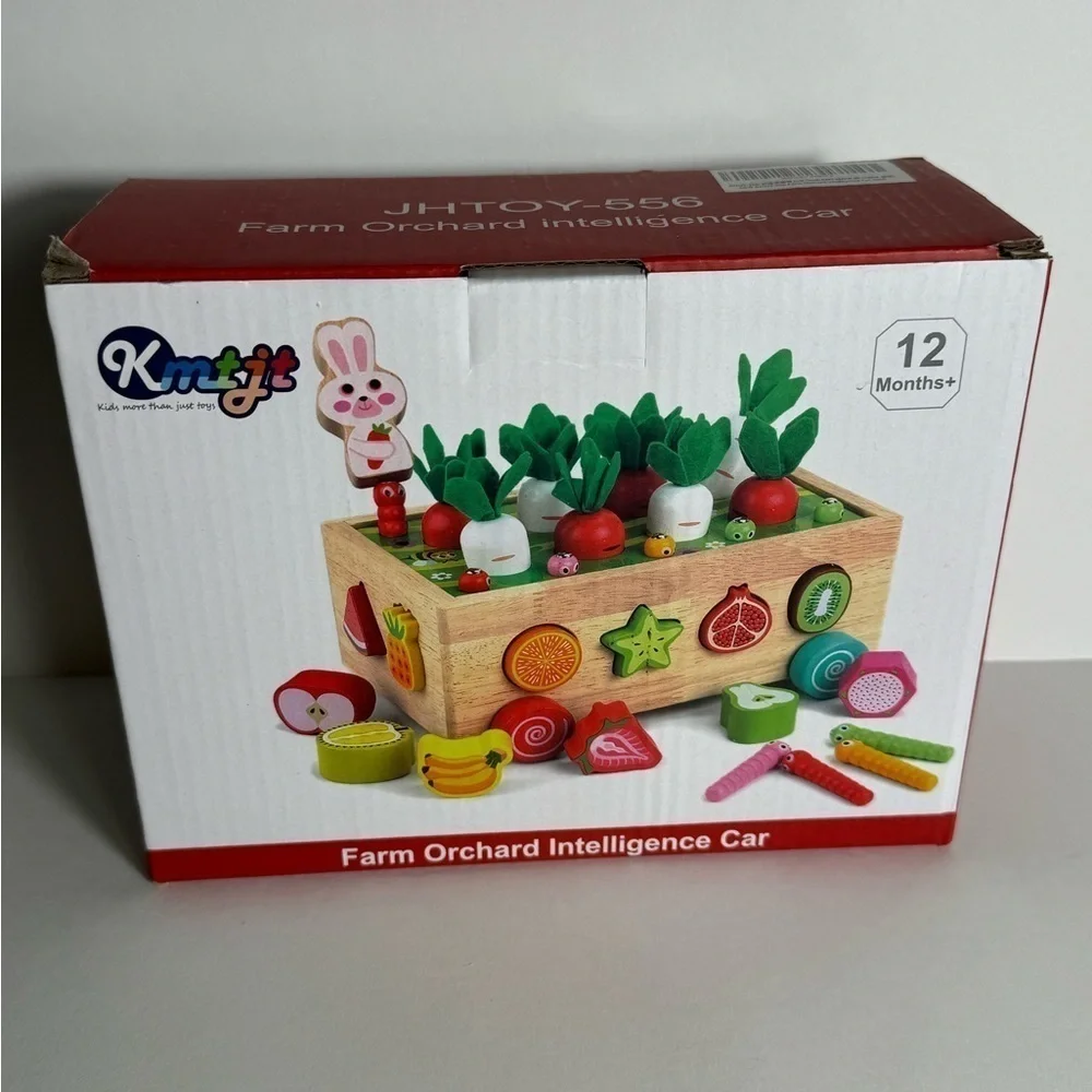 KMTJT Toddlers Wooden Toys Farm Orchard Intelligence Car New Open Box